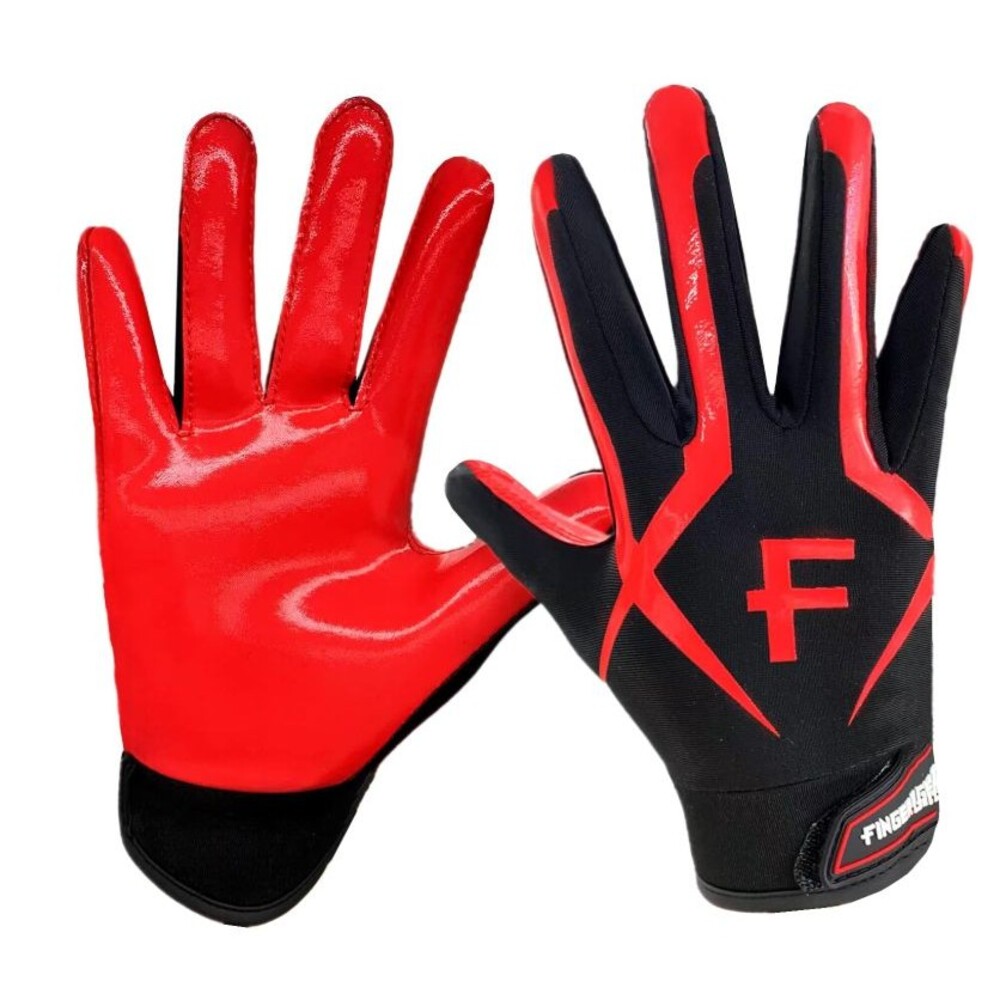 Football Receiver Gloves Finger Ten Pro 20 Grip Breathable Men Adult Red Black